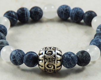 Pulsera de piedras preciosas con cuentas azules profundas
