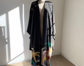 Antique 1920s Japanese silk Kurotomesode kimono Black Bamboo