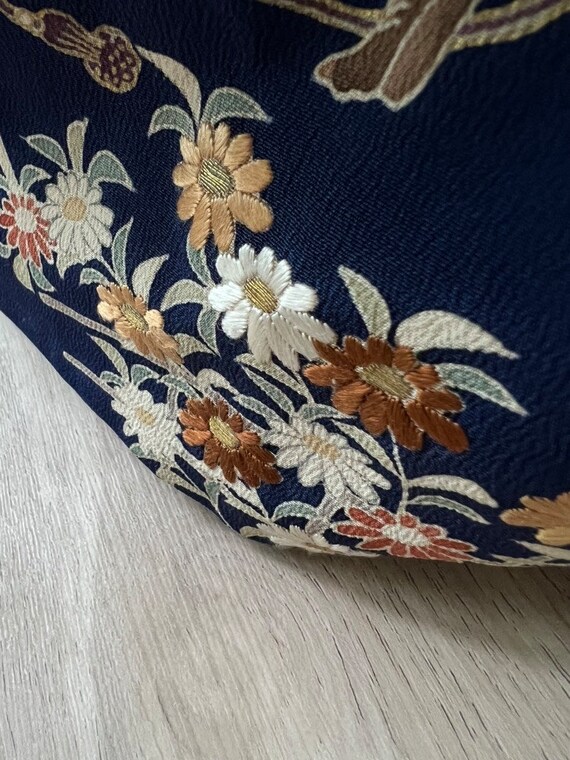 Antique Navy Silk Irotomesode Kimono - image 6