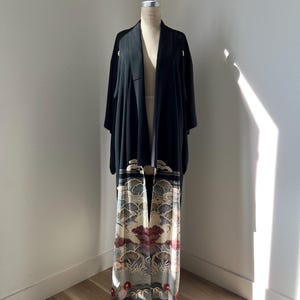 Antique Kurotomesode Kimono with crane pattern