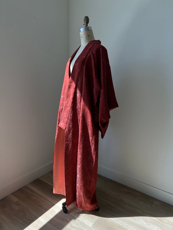 Antique Reddish Brown Silk Kimono - image 4