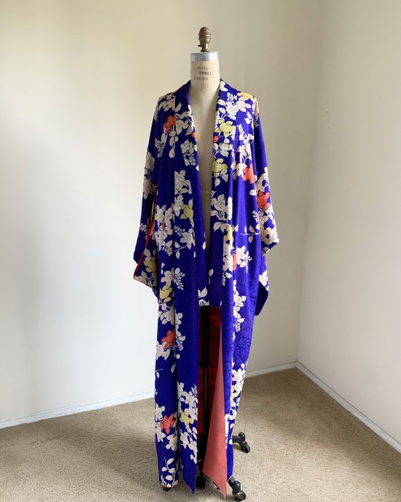 Antique 1920s Japanese silk kimono | Blue | Tachib