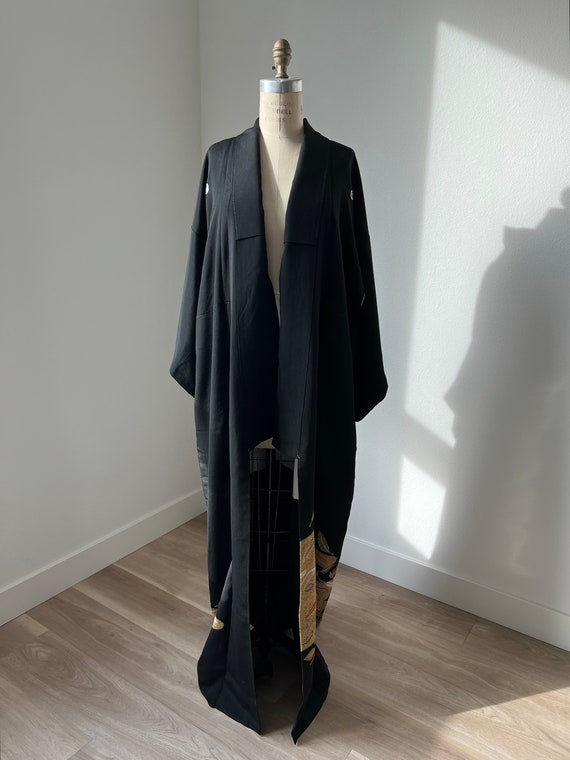 Antique Japanese silk Kurotomesode kimono | Black… - image 2
