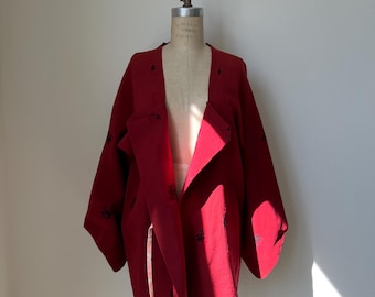 Vintage Dunkelrote Seide Michiyuki