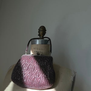 Antique Japanese Purple Beaded Bag