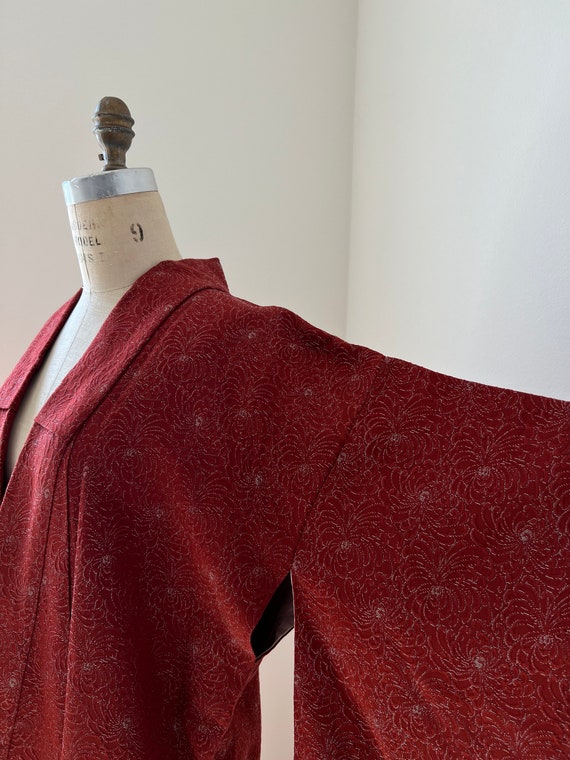 Antique Reddish Brown Silk Kimono - image 5