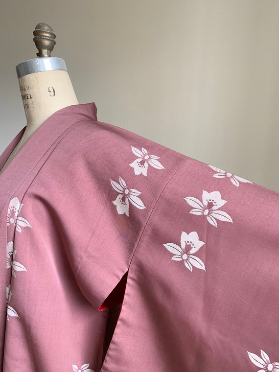 Antique Dusty Rose Silk Kimono - image 6