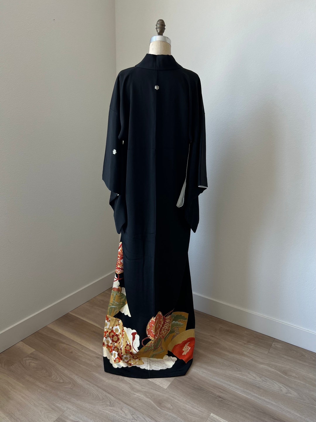 Vintage Embroidery & Applique Black Kimono Robe main image 1