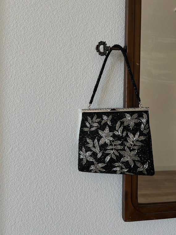 Vintage Japanese Black Beaded Bag