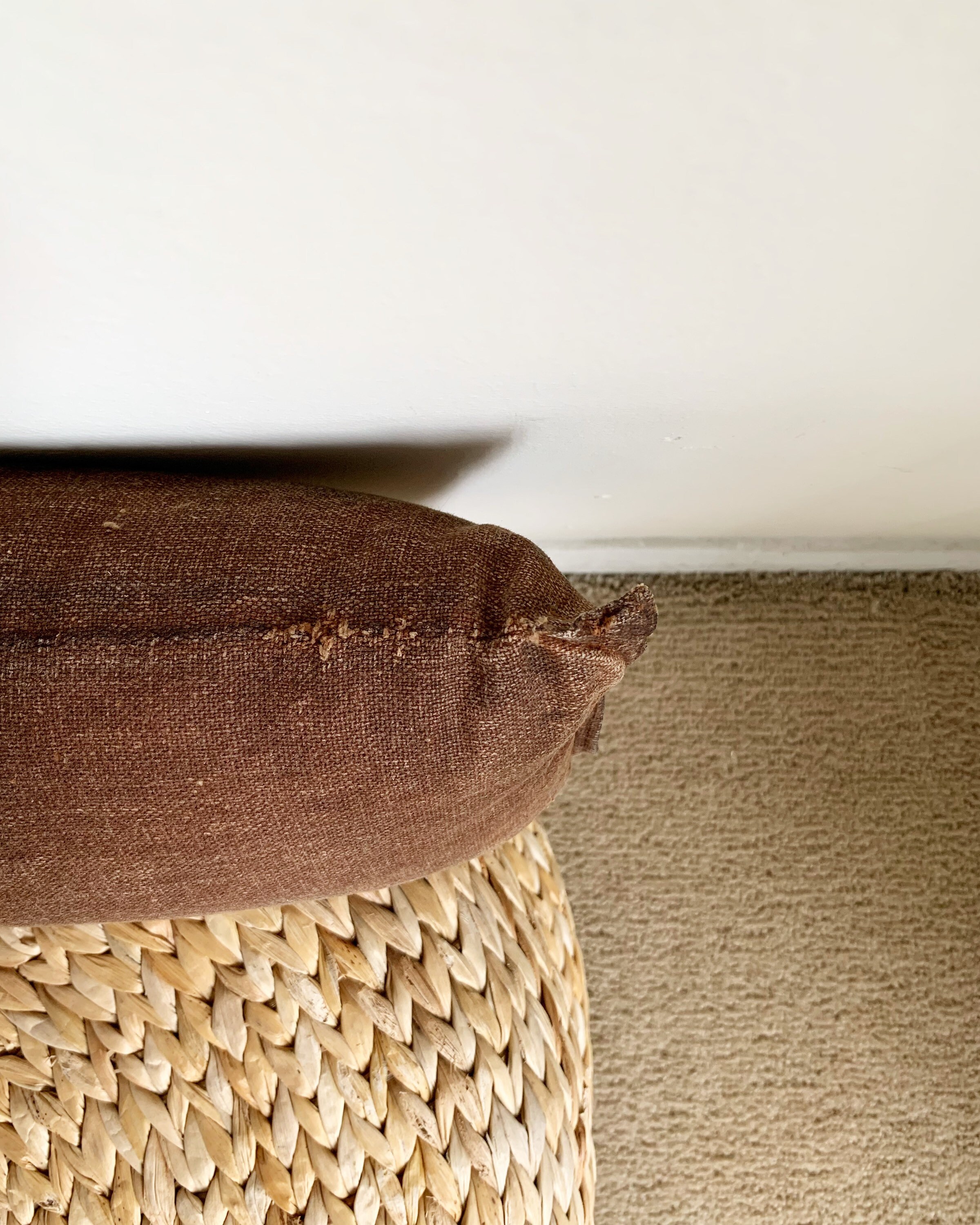 Antique Japanese Brown Sakabukuro Lumbar Pillow With a Wooden Button Etsy