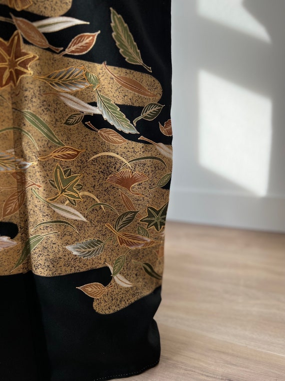 Antique Japanese silk Kurotomesode kimono | Black… - image 8