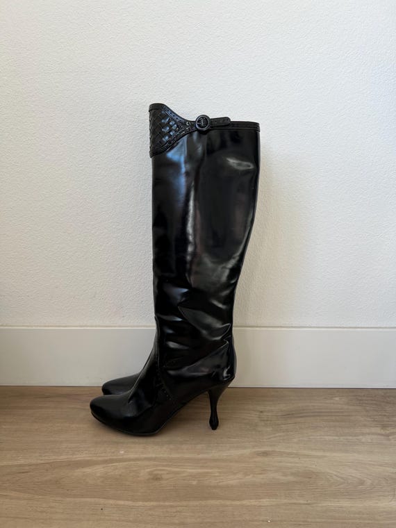 Bottega Veneta, Vintage Bottega Veneta Black Intrecciato Boots