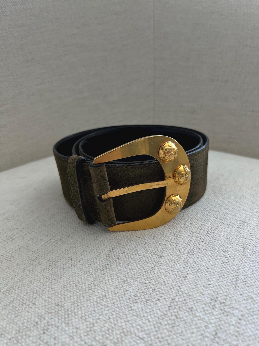 Vintage Salvatore Ferragamo Size S Green Suede Double‎ Gancini Leather Belt NWT Vintage Salvatore Ferragamo Size S Green Suede‎ Double  main image 2