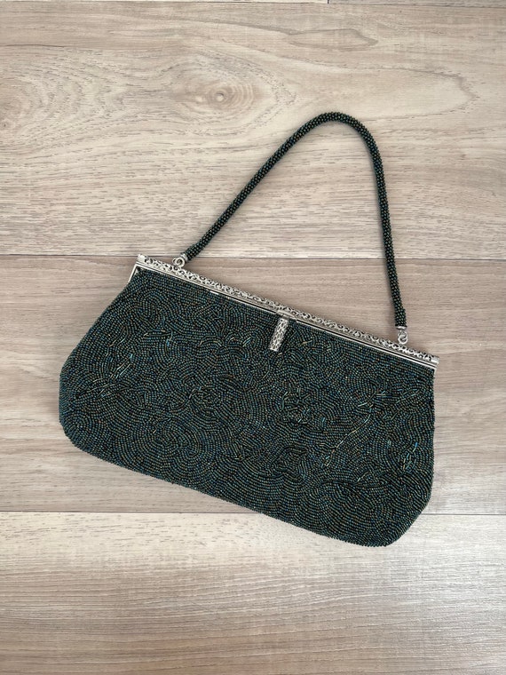 Vintage Japanese Green Beaded Bag