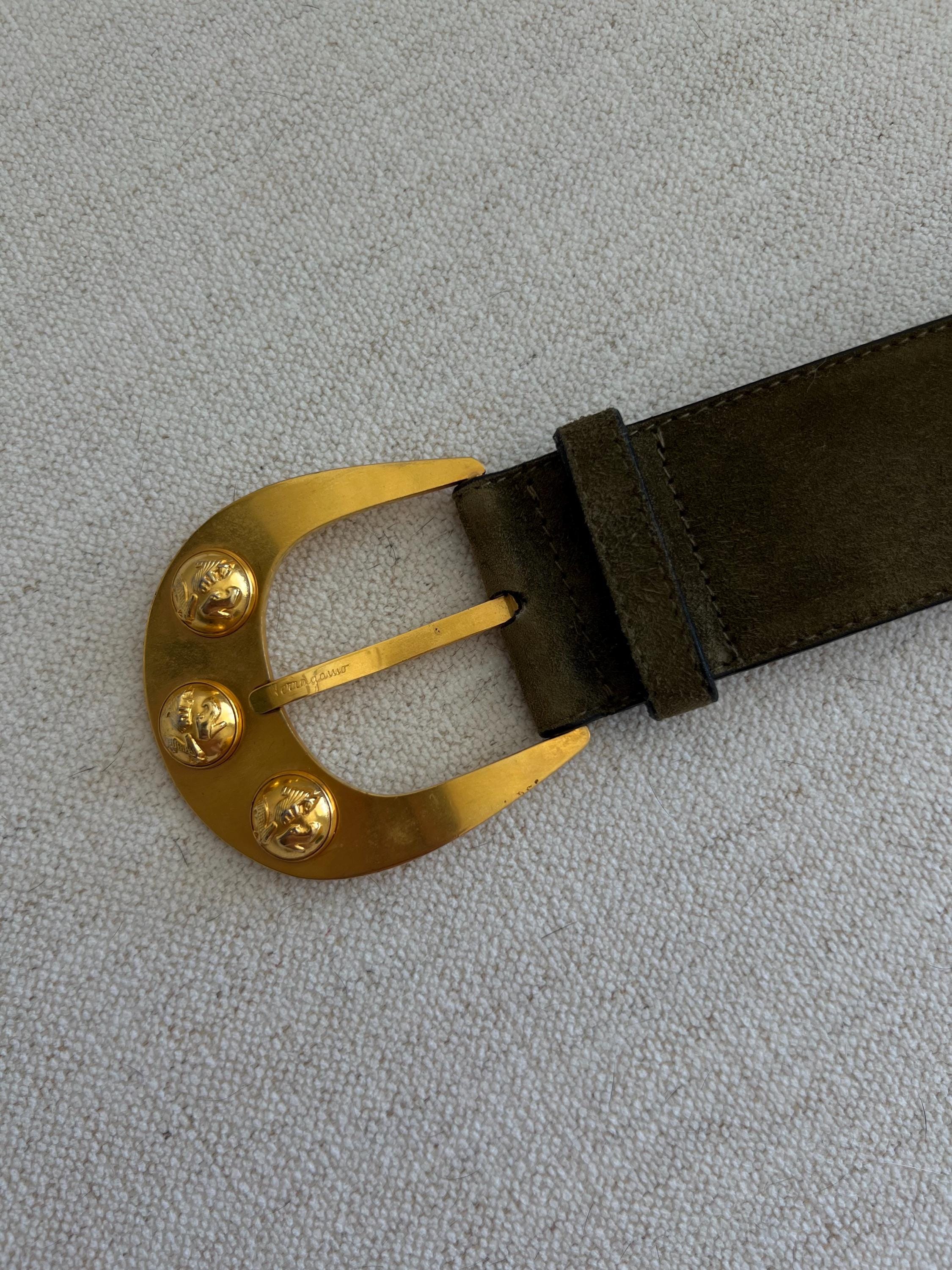 Vintage Salvatore Ferragamo Size S Green Suede Double‎ Gancini Leather Belt NWT Ferragamo Gancini Reversible Leather Belt | Neiman Marcus main image 4
