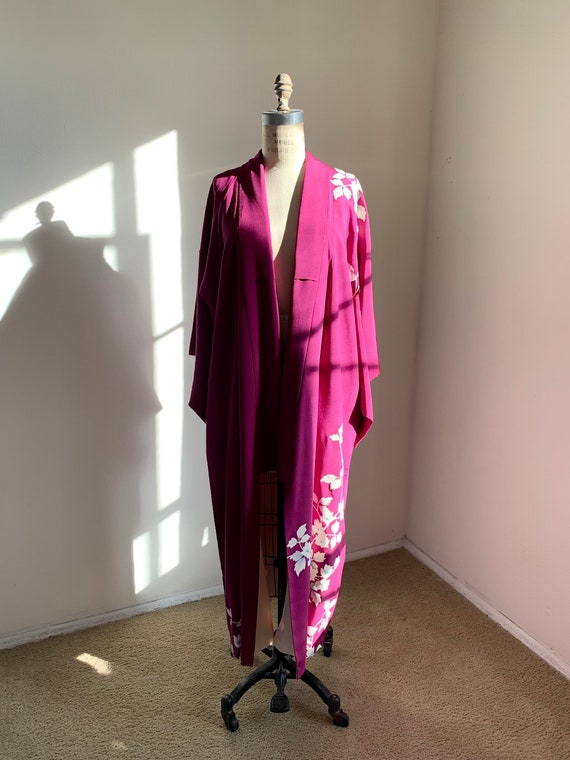 Antique Magenta Silk Kimono - image 2