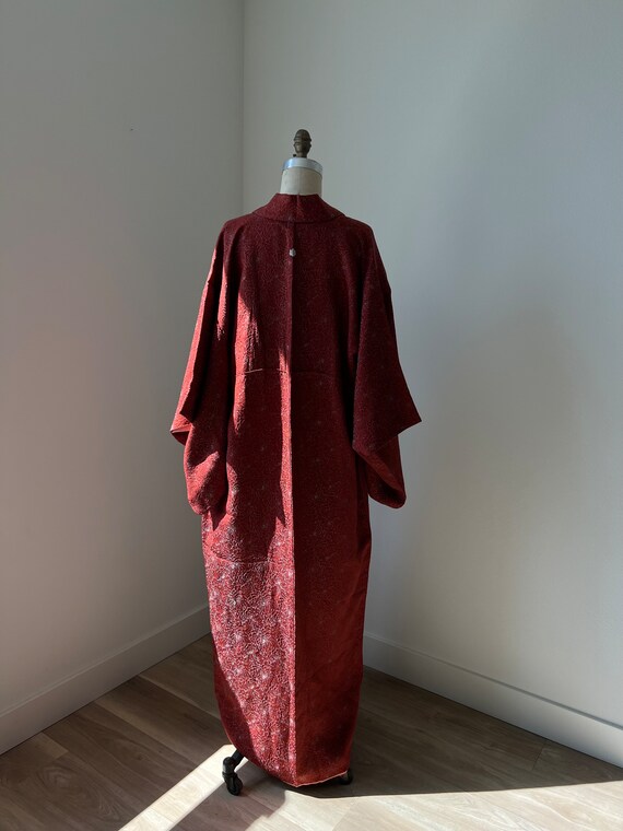 Antique Reddish Brown Silk Kimono - image 2