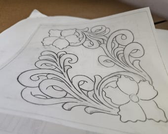 Leather Tooling Pattern: Floral Bouquet Wrap (Digital File 6x6in