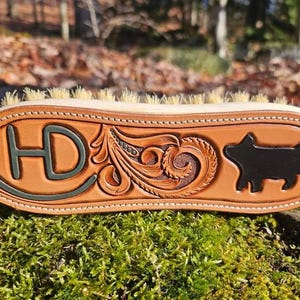 Custom Tooled Leather Livestock Show Brush