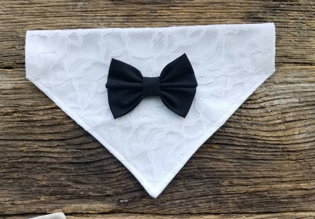 Tuxedo dog bandana lace dog bandana wedding dog bandanas Etsy