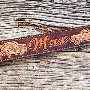 Custom dog collar, hand tooled dog collar, leather dog collar, personalized dog collar