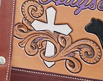 Leather tooling patterns, cross tooling pattetn, Leather, leatherwork