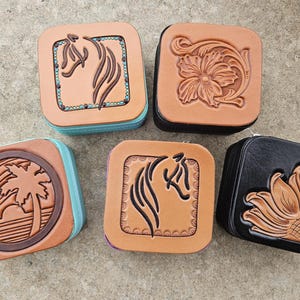 Hand Tooled Leather mini jewelry box