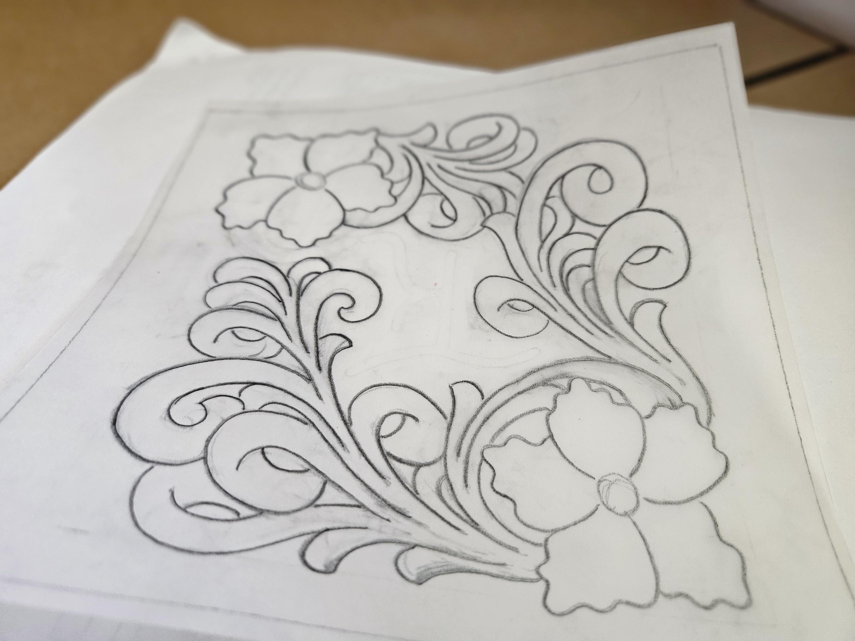 Azalea Tooling Pattern Leather Tooling Pattern: Floral Bouquet Wrap (digital File 6x6in - Etsy
