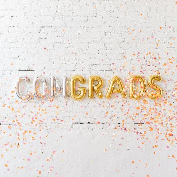 Congratulations Congrads Balloons Poppers Graduation Party Etsy