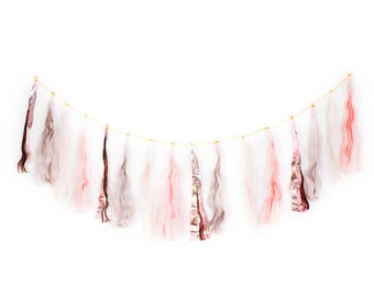 Pink, Lavender and Rose Gold Tassel Garland / Baby Shower Decor / Wedding Decor / Bachelorette / Tissue Paper Garland / High Chair Banner