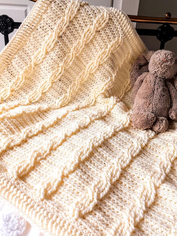 Chunky Cable Baby Blanket Crochet Pattern soft Autumn Winter Crochet Blanket Pattern baby Car Seat Blanket uk Terms pdf Instant Download Etsy Canada