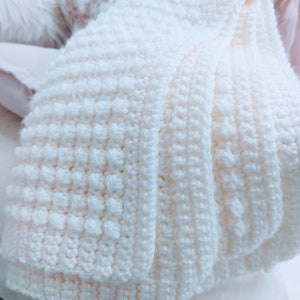 Easy Aran Bobble Baby Blanket Crochet Pattern (PDF Download)