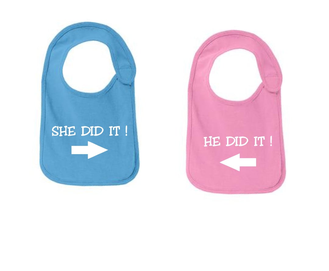 HE Did It / SHE Did It Set of 2 Baby Bibs Unisex Baby Shower Gift Etsy