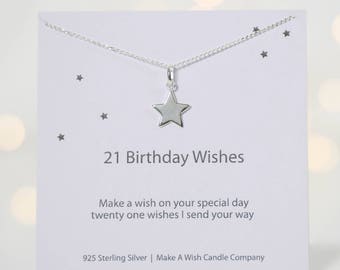 21st Birthday Gift, 21 Birthday Wishes Necklace, 21st Birthday Card, Twenty One, Birthday Present, Happy 21st Birthday, Make A Wish