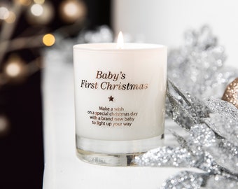 Baby's First Christmas Candle, Christmas Gift For Baby, First Family Christmas, New Grandparents Gift, Make a Wish Scented Candle,