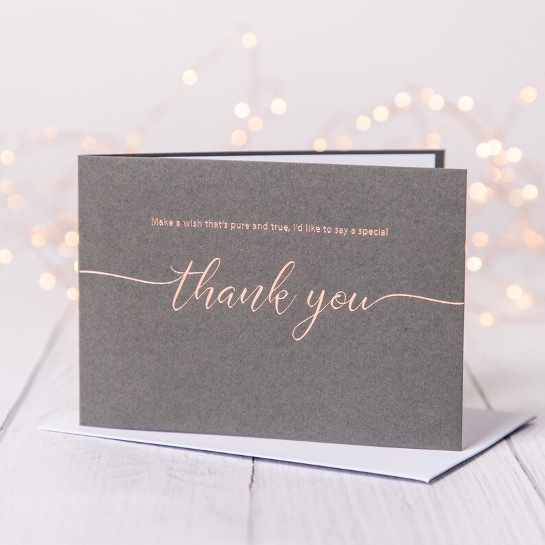 Thank You Card Gold Foil Card Thankyou Greeting Card Etsy
