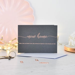 New Home Card, Housewarming Card, Rose Gold Foil Card, New House Card, Make A Wish Card, Letterpress Card, Greeting, Poem Card, Moving Card image 3