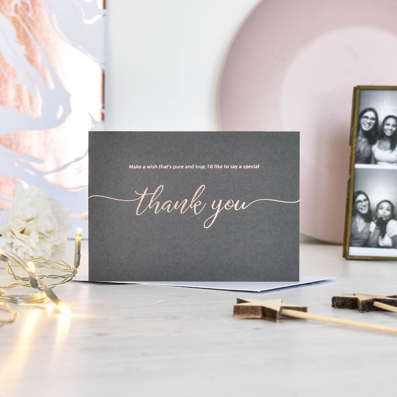 Thank You Card Gold Foil Card Thankyou Greeting Card Etsy