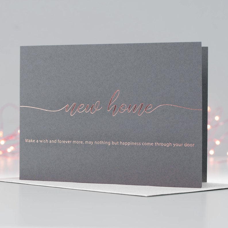 New Home Card, Housewarming Card, Rose Gold Foil Card, New House Card, Make A Wish Card, Letterpress Card, Greeting, Poem Card, Moving Card image 4