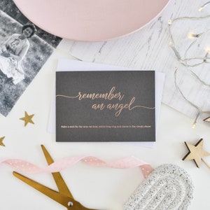 Tarjeta de simpatía, Recuerda un ángel, Pensando en ti, Tarjeta de condolencia, Tarjeta de duelo, Tarjeta conmemorativa, Tarjeta funeraria, Perdón por tu pérdida