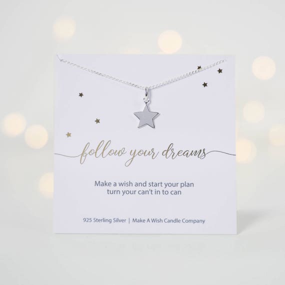 Follow Your Dreams Necklace Leaving Home Gift, New Job Gift For Her Make A Wish Necklace Wanderlust Inspirational Jewellery
