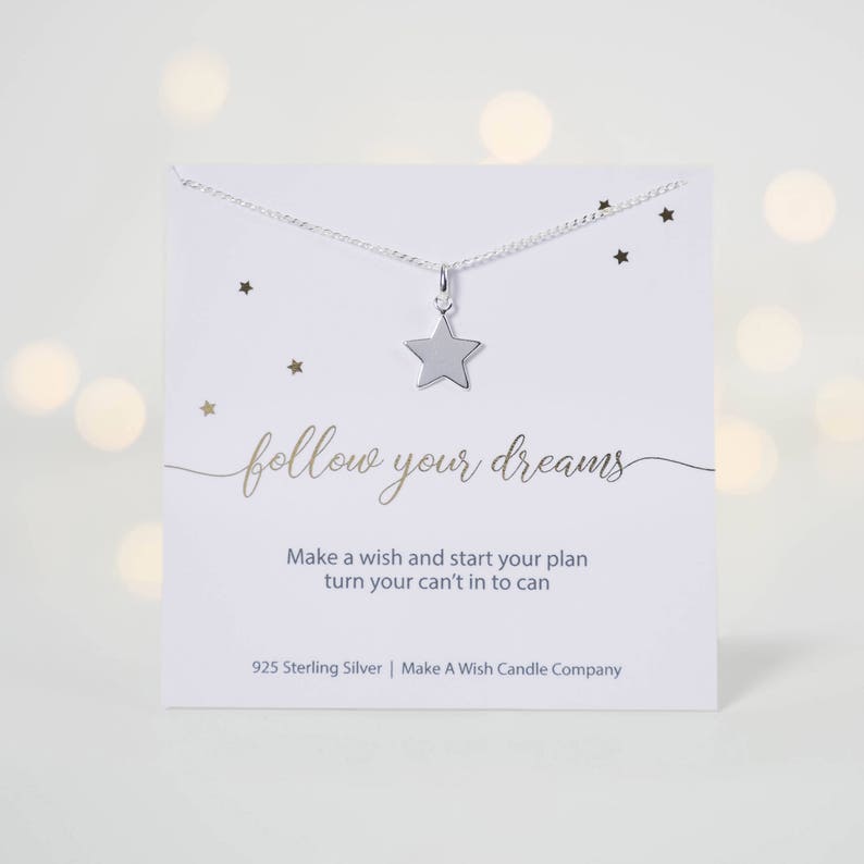 Follow Your Dreams Necklace Leaving Home Gift, New Job Gift For Her Make A Wish Necklace Wanderlust Inspirational Jewellery