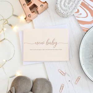 Nouvelle carte bébé, paquet de joie, nouvel arrivant, baby shower, c’est un garçon, c’est une fille, carte de félicitations, carte de célébration, carte d’or rose