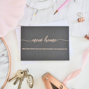 New Home Karte, Housewarming Karte, Rose Gold Foil Karte, neues Haus Karte, Wunschkarte machen, Buchdruck Karte, Gruß, Gedicht Karte, Umzugskarte
