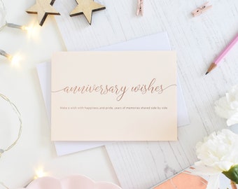 Anniversary Card, Anniversary Wishes Card, Congratulations Card, Celebration Card, Wedding Anniversary, Rose Gold Card