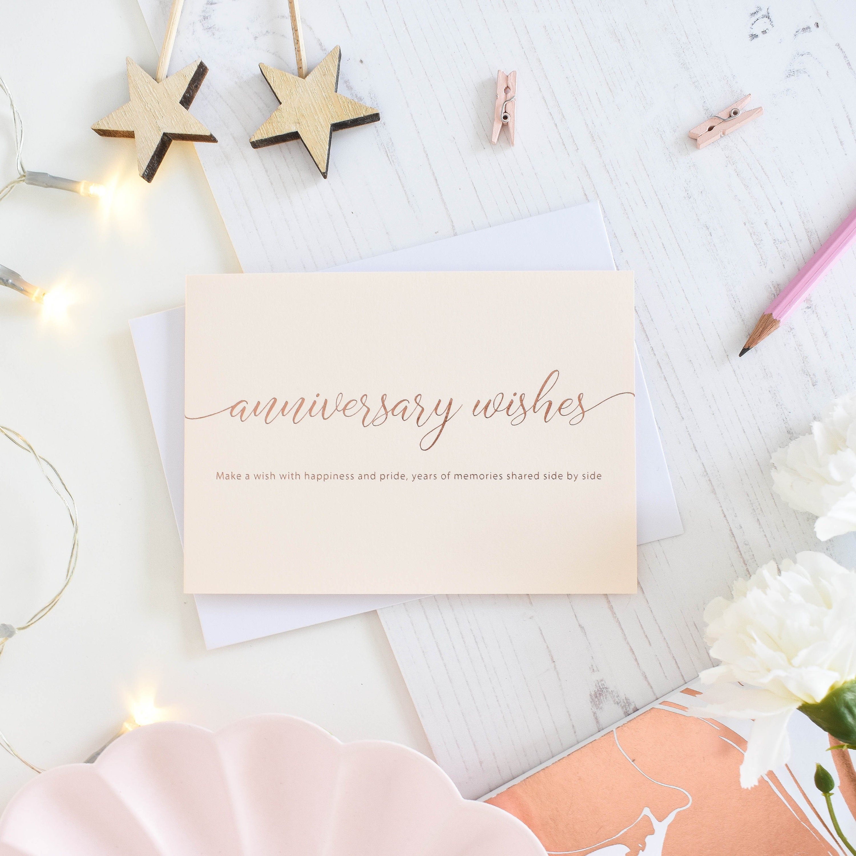 Anniversary Card, Anniversary Wishes Card, Congratulations Card, Celebration Card, Wedding Anniversary, Rose Gold Card