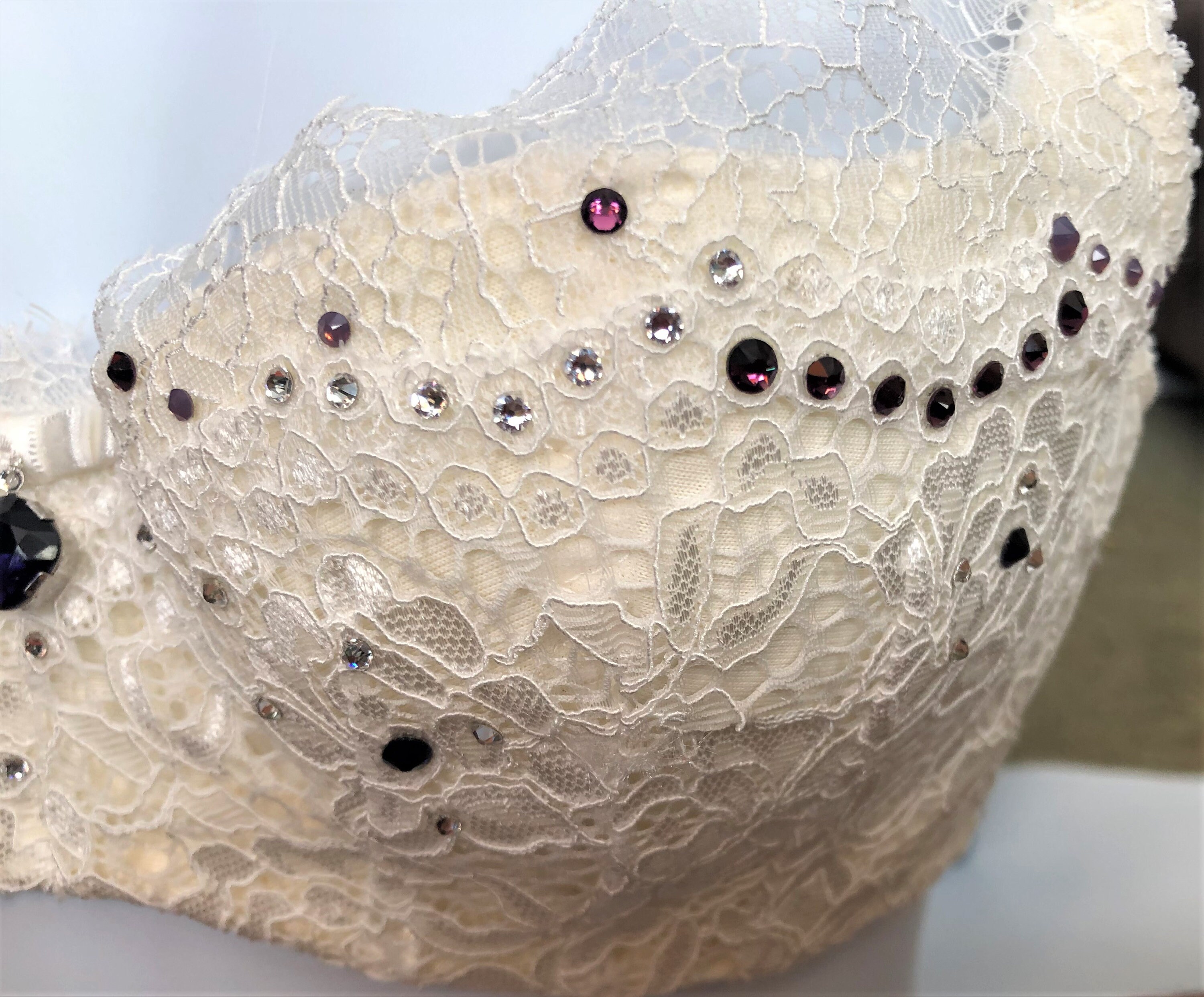 White Lace W/purple Swarovski Crystal Bra and Panties Set 34C -  Canada