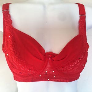 Cherry Red Swarovski Crystal Bra 34D