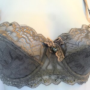 Silver Gray Swarovski Crystal Lace Bra and Panties Set 34C - Etsy