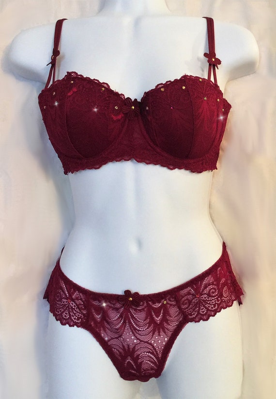 maroon bra panty set